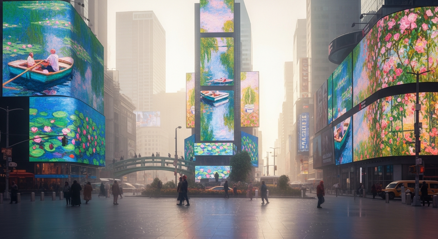 Digital billboard displays in city center